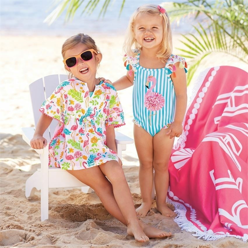 baby girl flamingo bathing suit
