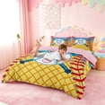thumbnail image 3 of meiyoeat Colorful Baseball Ice Cream Duvet Cover Set For Girls,Ball Sport Theme Letter T Bedding Full For Kids,pink Reversible,3pcs(No Comforter), 3 of 6