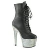 Womens Lace Up Boots with Heel Rhinestone Shoes Black Booties 7 Inch Heels