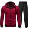 thumbnail image 5 of Sweatsuits Men 2 Piece Outfit Slim Fit Hooded Full Zip Sweatshirt Jacket And Pants Casual Color Block Outfit Activewear, 5 of 5