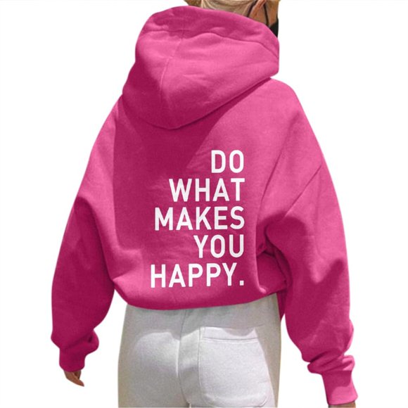 WZXFASHION Women's Back Print Letter Print Jacket Long Sleeve Autumn Winter Hoodie Oversize Hoodie Clearance oversized pullover sweater