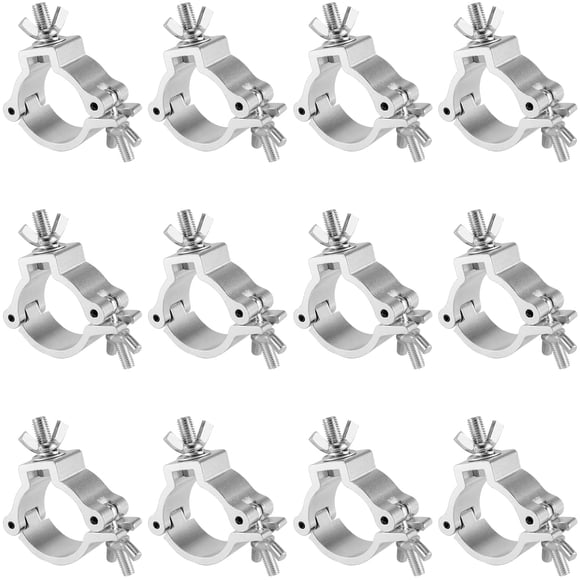 PINGEUI 12 Pack Stage Light Clamp, 2 Inch Aluminum Alloy Stage Lighting Clamp, Heavy Duty O Truss Clamp for DJ Lighting Par Light