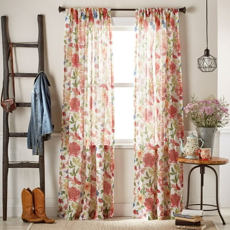 The Pioneer Woman Fiona Floral Pole Top Curtain Panel ...