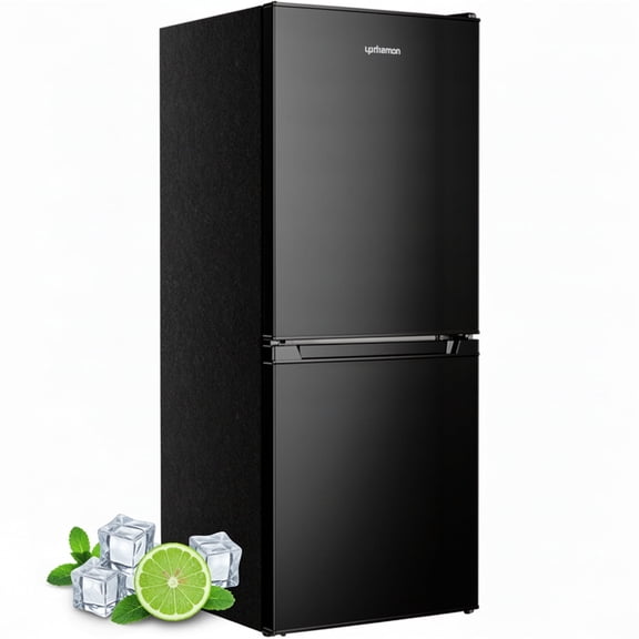 Upstreman 4.0 Cu.ft Mini Fridge with Freezer, 2 Door Compact Fridge Samll Bottom Freezer Refrigerators with 5 Settings Temperature, Black BM40