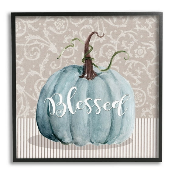 Stupell Industries Seasonal Blessed Pumpkin Patterned Graphic Art Black Framed Art Print Wall Art, Design by Livi Finn