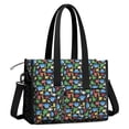 thumbnail image 2 of Teacher Tote Bag,Colorful Cartoon Dinosaurs with ColorBlocks Pattern Teacher Utility Tote Bag,Large Work Tote Bags for Women with Multiple Pockets,Top Zipper Closure,13.8x10.6x6.7 Inch, 2 of 5