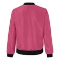 thumbnail image 4 of Kids Zip Bomber Jacket with Pockets, Waterproof Windproof Long Sleeve Outdoor Coat for Boys Girls Ages 5-16 Fall Casual Outerwear Hot Pink 11 Years, 4 of 9