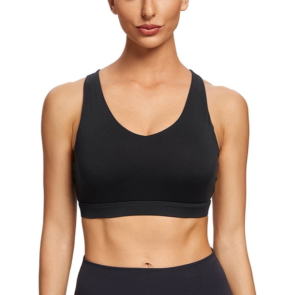 VISALY Sports Bras For Women Running Sports Bra Women Tank TopsSolid Color SleevelessCasualFashion Underwear Padded Bra Yoga Sports Bra Wireless Bras For Women Black M