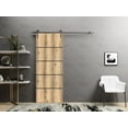 thumbnail image 5 of Sturdy Barn Door 30 x 80 inches | Planum 0015 Oak with Frosted Glass | Stainless Steel 6.6FT Rail Hangers Heavy Set | Solid Panel Interior Doors, 5 of 6