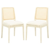 SAFAVIEH Reinhardt Rattan Dining Chair, White/White, Set of 2 (19 in. W x 17.5 in. D x 32 in. H)