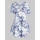 thumbnail image 1 of Más el tamaño de la impresión floral de oscilación camiseta Rosegal Camisetas tallas grandes, 1 of 5