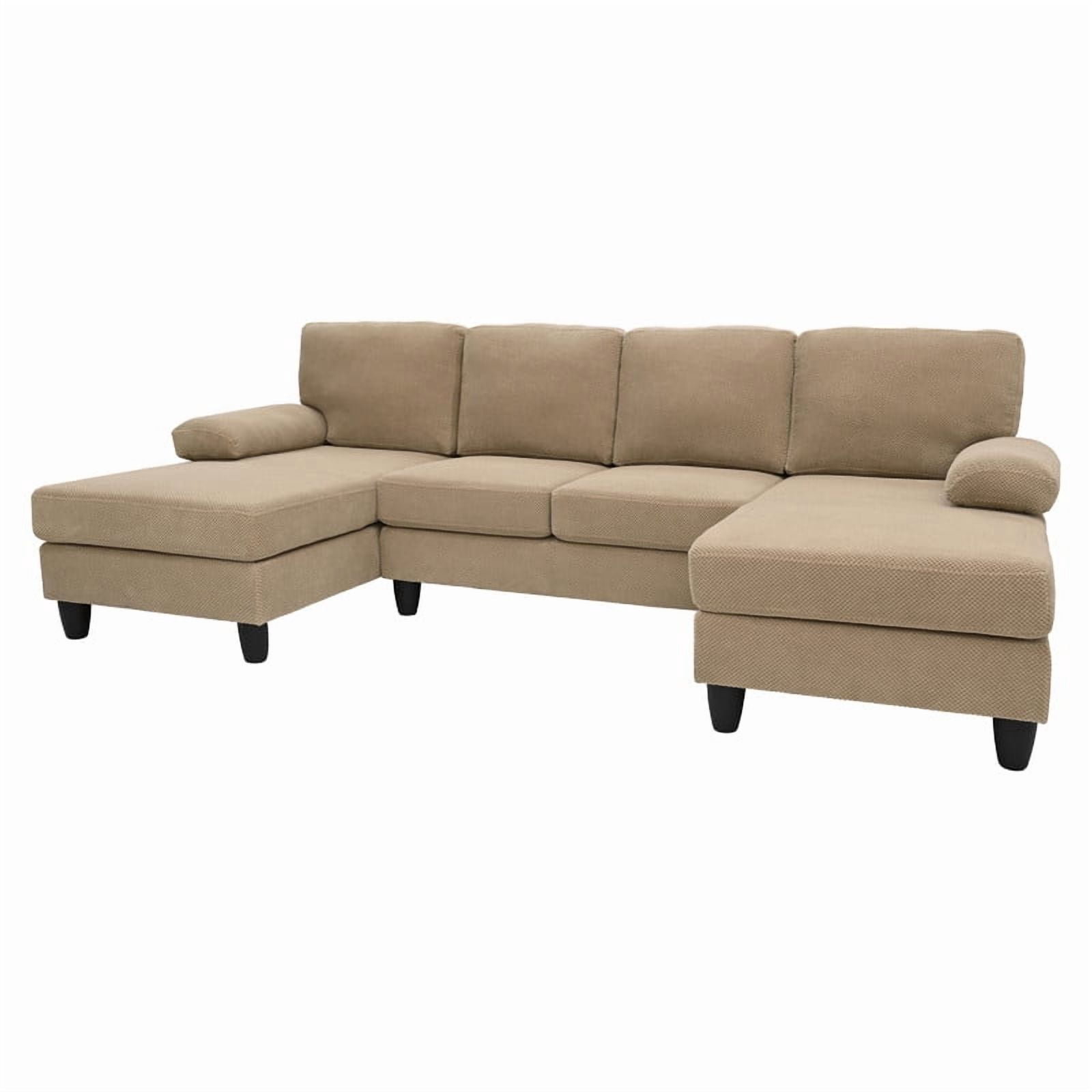 Upholstered U-Shaped Sectional Sofa, Deep Seat Sofa Couch with Dual Chaise, Plush Armrests, Modular Sofa for Living Room Apartment