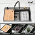 thumbnail image 4 of COZY 30″×22″ Stainless Steel Single Bowl Kitchen Sink, Black Waterfall Workstation with Flying-Rain Faucet, Cutting Board, 1 Count, SS-BL05-302208, 4 of 12