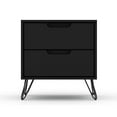 thumbnail image 3 of Manhattan Comfort Rockefeller Mid Century Modern 2 Drawer Nightstand, Black, 3 of 9