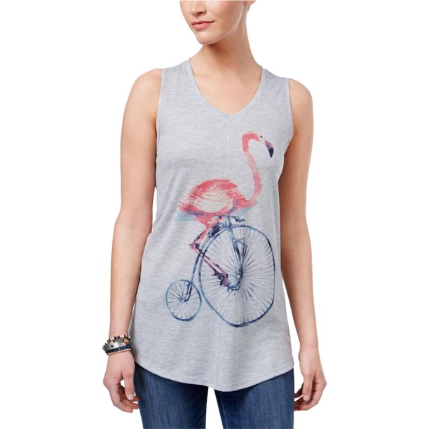 Camiseta sin mangas con estampado de Style & Co. para mujer, gris, PL Style & Co. Camiseta sin mangas