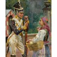 thumbnail image 2 of Wojciech Kossak 12x14 Gold Ornate Wood Frame and Double Matted Museum Art Print Titled - A Soldier and a Girl - in Front of the Belvedere (1912), 2 of 4