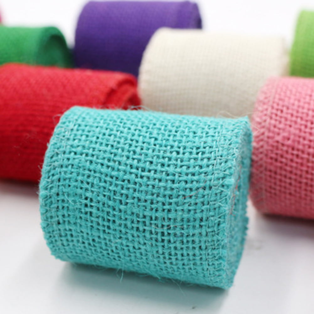 2m Solid Color Natural Jute Hessian Burlap Ribbon Roll Sewing Packaging Craft 