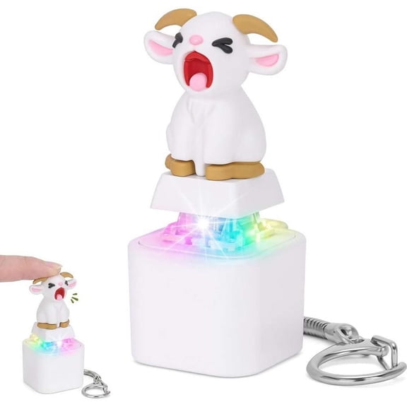 Screaming Goat Keycap Fidget Keychain – LED Light Up Stress Relief Toy with Mechanical Click & Animal Sound, Cute Keychain for Desk, Bag, Backpack