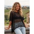 thumbnail image 4 of LMLYSoH Women Knit Poncho Loose Solid Boat Neck Asymmetrical Coverup Tops Casual Shrug Sweaters, 4 of 8