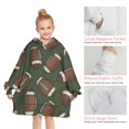 thumbnail image 6 of Football Pattern Blanket Hoodies for Kids 6-13YR Oversize Wearable Blanket Hoodies for Boys Girls Teens, 6 of 7