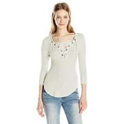 William Rast Women's Willliam Rast-Gordon Future 3/4 Sleeve Knit Shirt, Marshmallow, XXL
