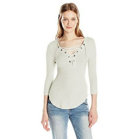 William Rast Women's Willliam Rast-Gordon Future 3/4 Sleeve Knit Shirt, Marshmallow, XXL