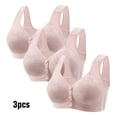 thumbnail image 2 of 2DXuixsh 3Pcs Women's Bras Set Full Coverage Wireless Bras Plus Size Lifting Lace Bra Front Side Without Steel Ring Movement Seamless Gathering Adjustment Sleep Bras Light Purple Size 36, 2 of 3
