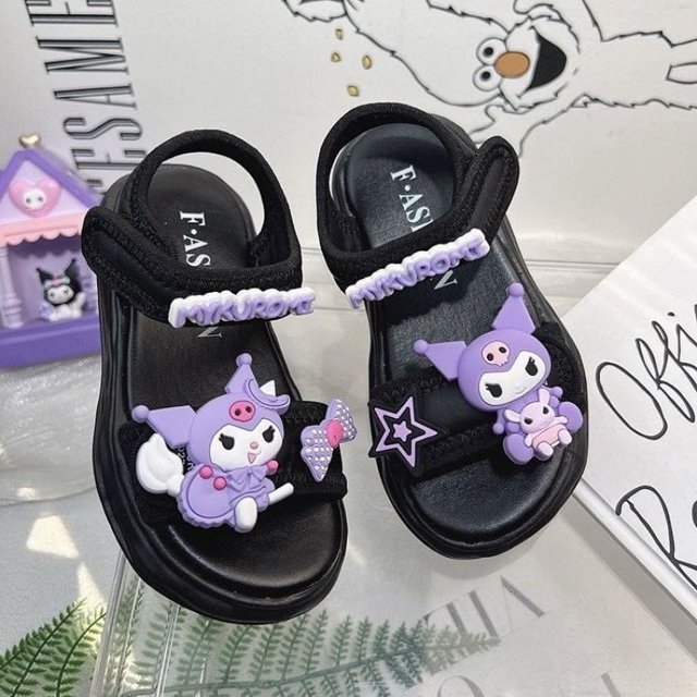 Sandalias negras 2024 nueva moda escuela primaria estilo coreano estilo coreano niños grandes playa zapatos para niños marca Internet celebridad