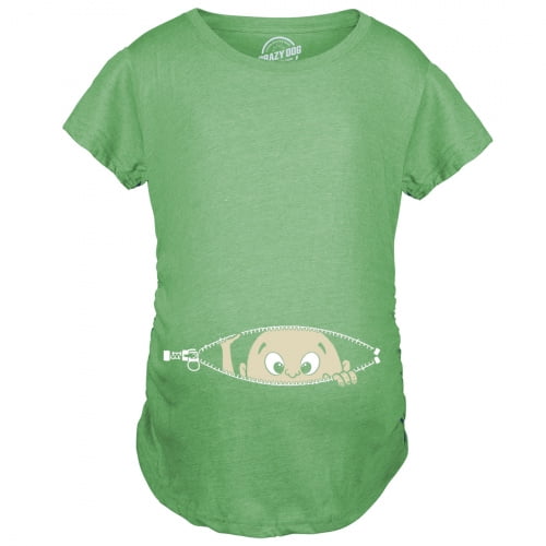 (Vert, 2TG) - T-Shirt de Maternité pour Bébé Peeking Drôle de Grossesse pour Futures Mamans