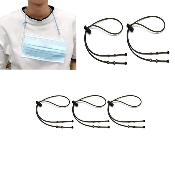 10 Stück verstellbare Gesichtsabdeckung Lanyard Tragbare Gesichtsabdeckung Halsriemen Gesichtsabdeckung Schnallenhalter Ohrentlastungsmasken Kopfgurt Zubehör, Schwarz Zhivalor LL-2117-2