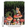 thumbnail image 2 of Mushroom Waterproof Fabric Shower Curtain, Fox Botanical Leaf Green Black Butterfly Shower Curtain for Bathroom Curtains Bathtubs Hotel Washable Shower Curtains with 12 Hooks Standard 72x72, 2 of 6
