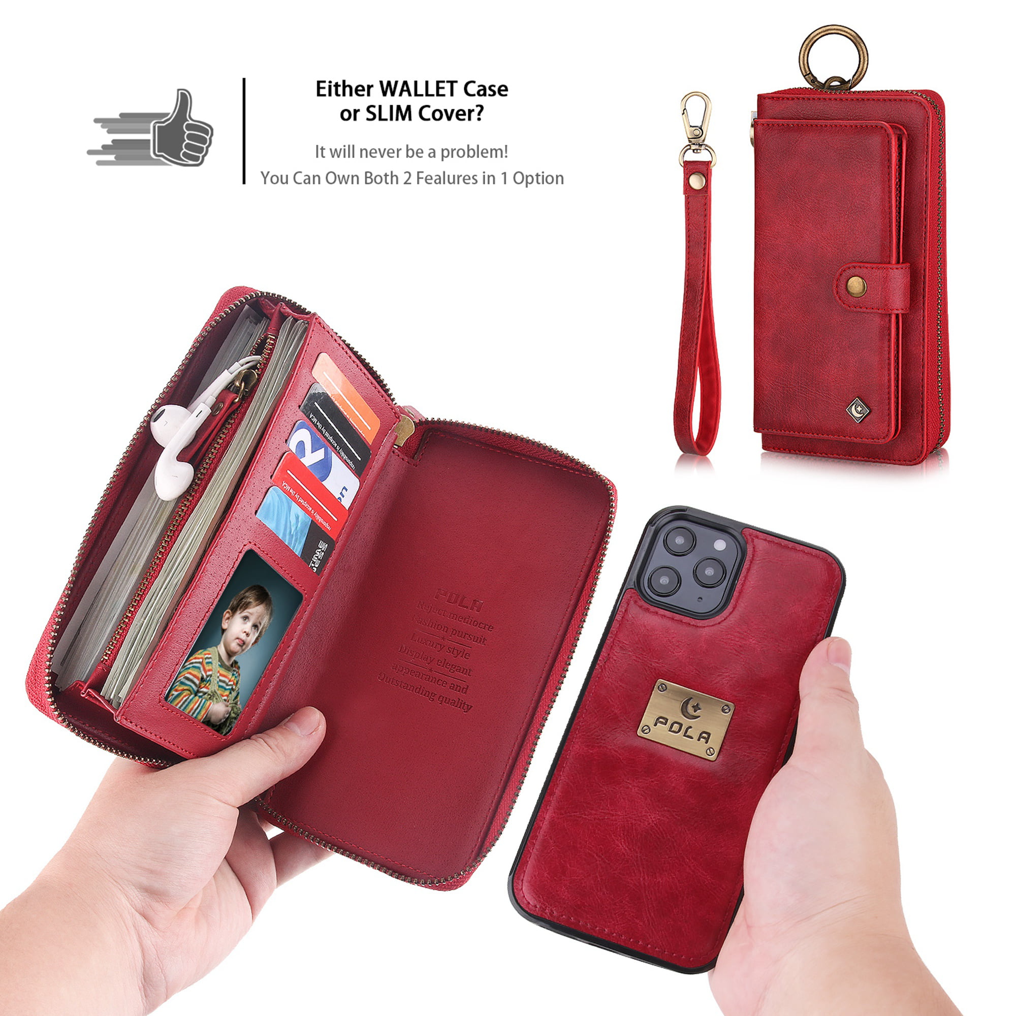 Dteck iPhone XR Case with Zipper Wallet, Painted PU Leather Folio Case 9  Card Slots Wallet Case with Zipper Pocket / Hand Strap for iPhone XR