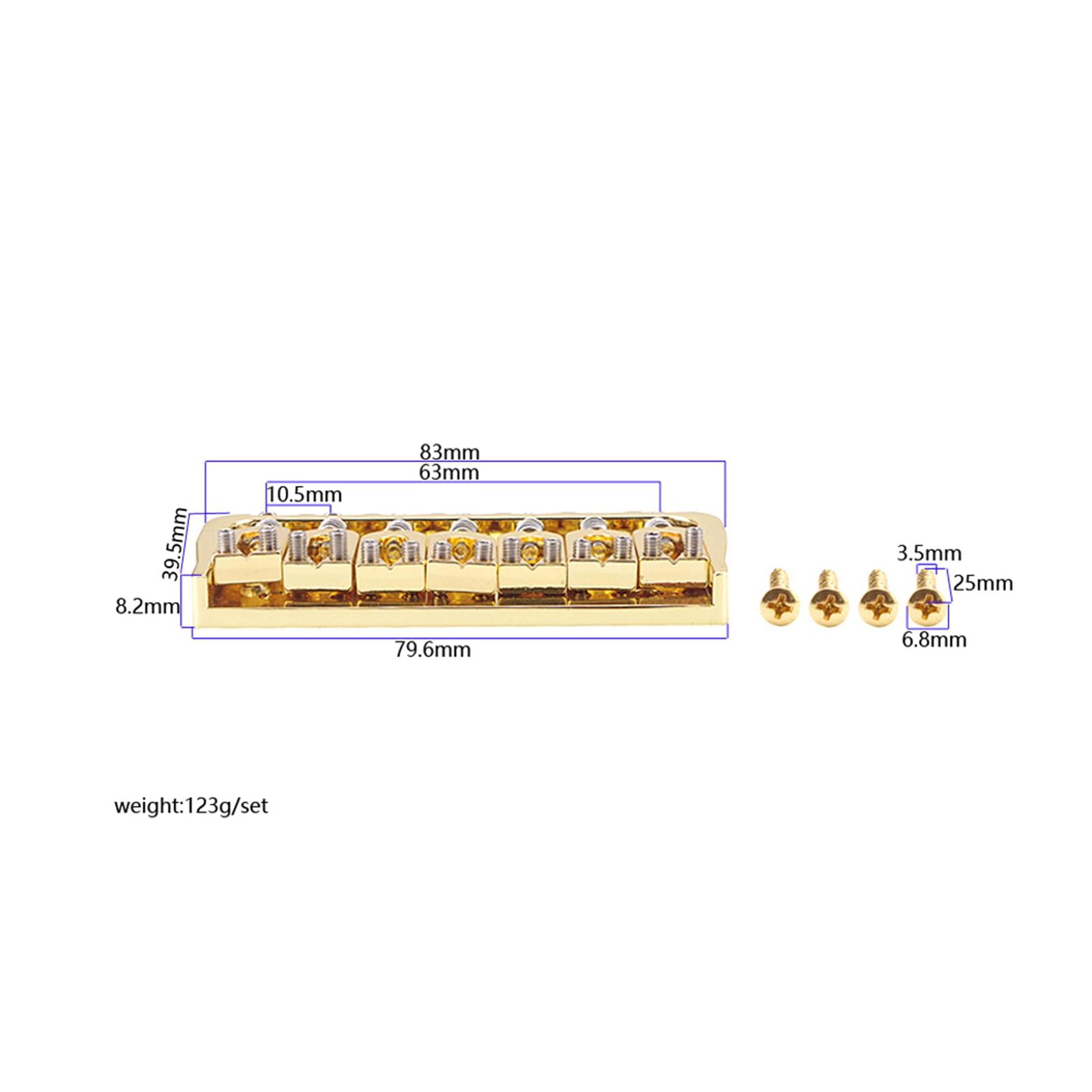 LeeQinersw 7 String Saddle Bridge Durable Gold Replacement ST Style Upgrade Through Body for Electric Guitar Electric Bridge Parts Guitar Accessories