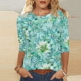 thumbnail image 3 of VBVC Women's 3/4 Sleeve Vintage Floral Tops,Ladies Lightweight Pullover,Workout T-Shirts for Women,Multicolor,Size L, 3 of 6