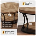 thumbnail image 5 of Round Coffee Table for Living Room, 2-Tier Circle Coffee Table with Storage, Accent Center Table Modern Design, Wooden Grain and Black, 5 of 7