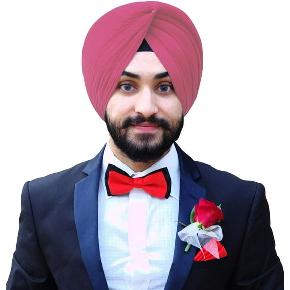 eloria Sikh Traditional Turbans Punjabi Hat Punjabi Pagri Sikh Cotton Voile Turban for Men and Boys Pink