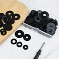 thumbnail image 5 of 100 Pcs Black Flat Rubber Washers Assortment Kit, 5 Sizes (16/18/20/25/30mm), Heavy Duty, Vibration Damping Pads for Shower , Garden Faucet, Plumbing, Repair, 5 of 7