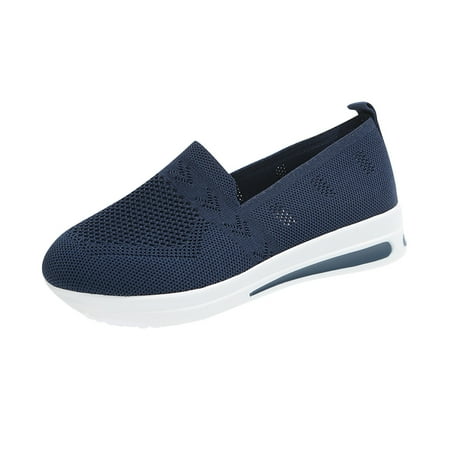 

SEMIMAY Ladies Fashion Solid Color Mesh Breathable Thick Sole Comfortable Casual Navy