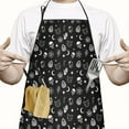 thumbnail image 2 of Black Gothic Skull Cat Pattern Apron-Garden Aprons for Women with Pockets-Cotton Linen Waterproof Kitchen Cooking Gardening Aprons Adjustable for Kitchen,Cooking,BBQ and Salon 33x27 Inch, 2 of 7