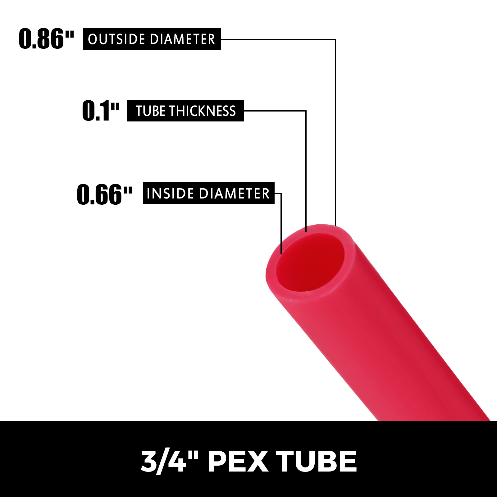 VEVOR 3/4" x 300ft PEX Tubing Oxygen Barrier O2 EVOH Pex-B Red Hydronic Radiant Floor Heat Heating System Pex Pipe Pex Tube (3/4" 300ft, Red, Oxygen Barrier) - image 3 of 9