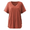 thumbnail image 5 of Hauaitttt Short Sleeves V Neck Plain Color Soft Loose Fitting Summer T Shirts Women Long Shirt Women T Pack Running Shirts Women Casual Shirts Shirts for Women Casual Summer Shirts Women Casual Long, 5 of 6