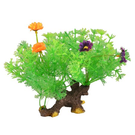 Root Ceramic Base Fish Tank Green Yellow Decoration Ornament Plant (Best Root Tabs For Planted Tank)