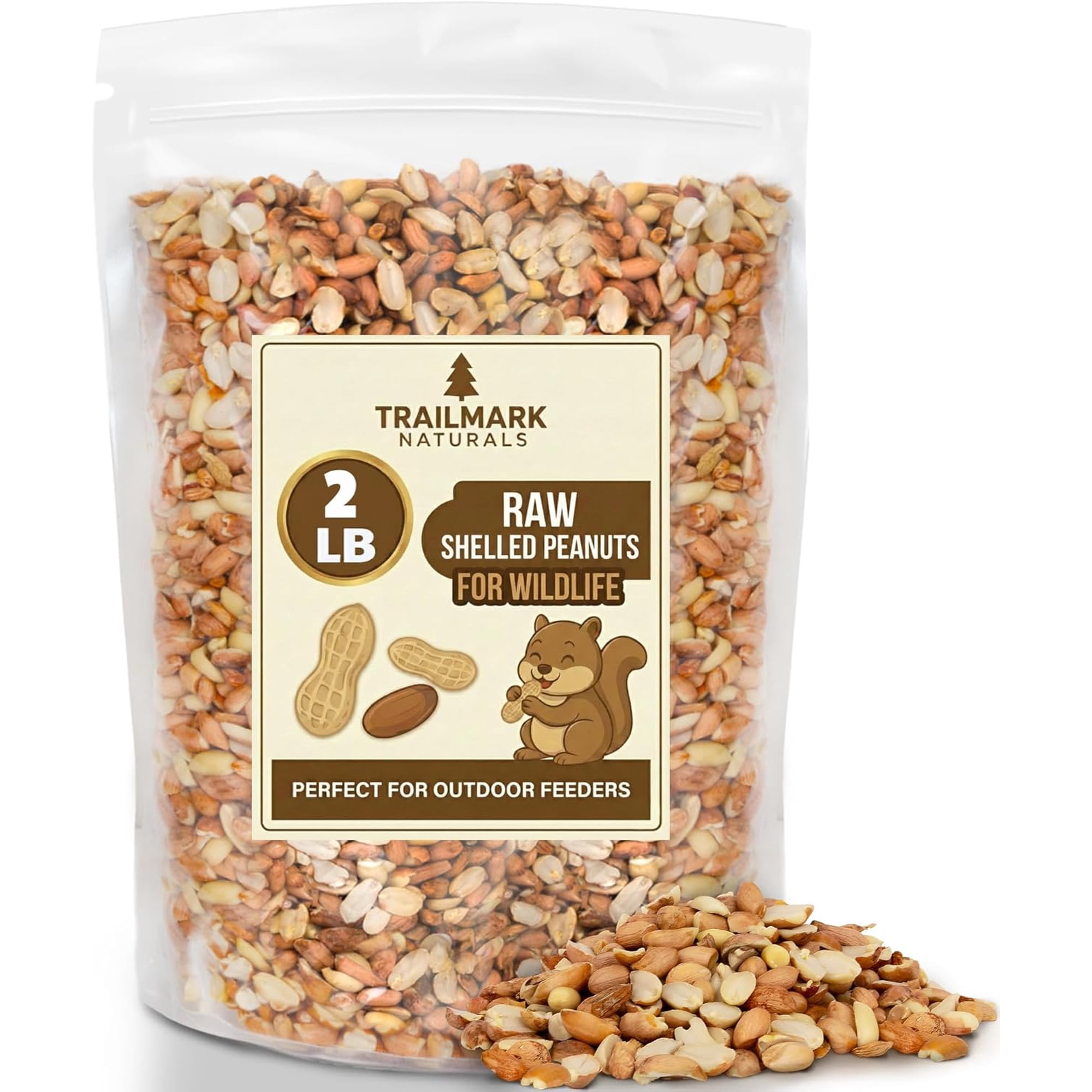 Trailmark Naturals 2 LB Shelled Raw Peanuts, Squirrel and Bird Food