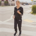 thumbnail image 5 of Notus Women Sweatsuits 2 Piece Set - Thick Fleece Lined Warm Long Sleeve Hoodies Sweatshirt Casual Sweatpants Tracksuit Lounge Set - Womens 2pcs Jogger Outfit Black L, 5 of 7