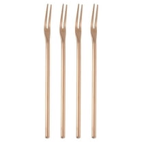 Uxcell 4 Pcs Pickle Fork, 6.3 Inch Olive Fork with Long Handle, Stainless Steel Cocktail Forks, 2-Tine Fork for Dessert Cocktail Fruit and Vegetable Rose Gold
