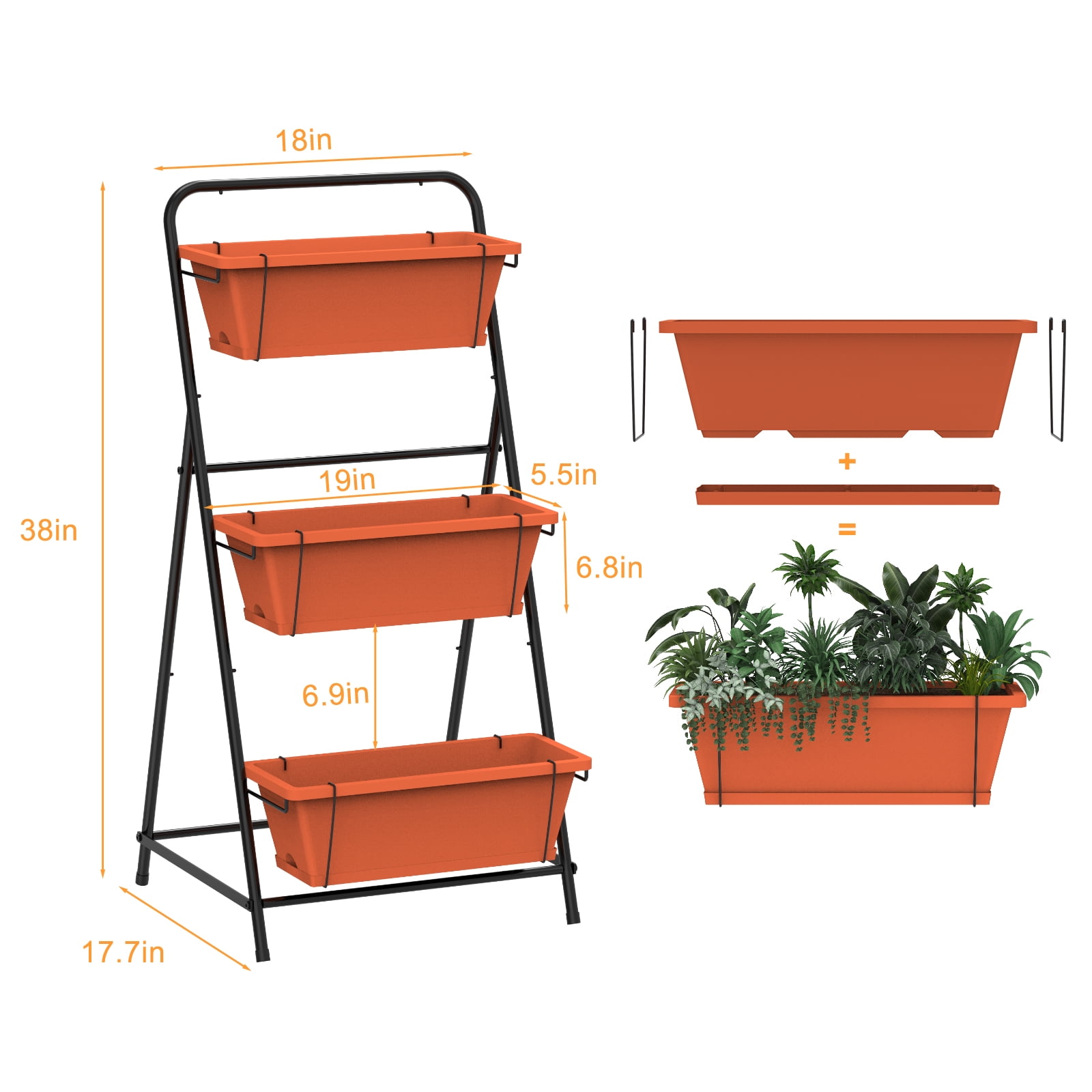 3-Tier Raised Garden Bed, Vertical Garden Planters for Indoor/Outdoor Vegetables, Flowers
