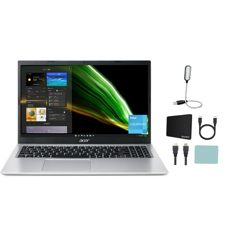 Acer Aspire 1 Slim 15.6" Full HD Display Laptop | Intel Celeron N4500 Processor | 4GB DDR4 | 128GB eMMC | WiFi 5 | Office 365 Personal 1-Year | Windows 11 Home in S mode + Mazepoly Accessories