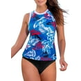 thumbnail image 1 of Women Two Piece Swimsuit High Neck Racerback Floral Printed Tankini Sets, 1 of 6