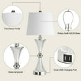 Partphoner 26'' Tall Modern Silver 3Way Dimmable Touch Control Table Lamps Set of 2 with Dual