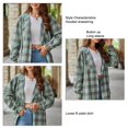 thumbnail image 3 of Women Long Sleeve Plaid Hooded Shirt Drawstring Button Up Shacket Jacket Chest Pockets Casual and Cozy, 3 of 7